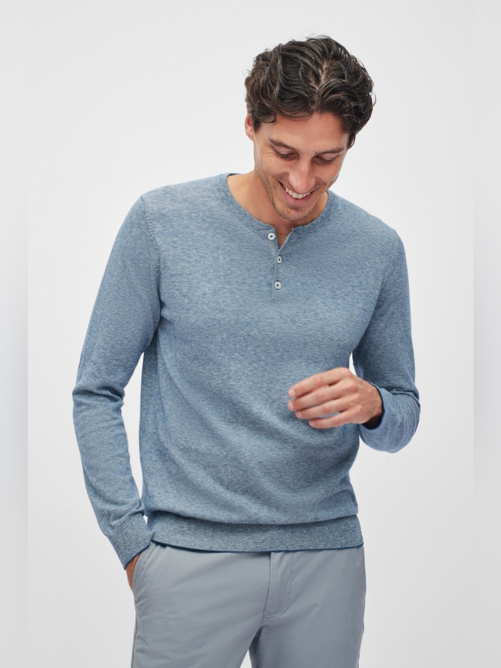 Bonobos Slim Fit Lightweight Cotton Henley Sweater Men S Blue